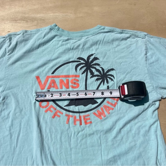 Vans Teal Blue Medium Graphic Print Short Palm Tree Skater Surf Visco Loose Fit - Picture 8 of 8